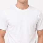 Men's White Cotton Round Neck Regular T-Shirt, White, small