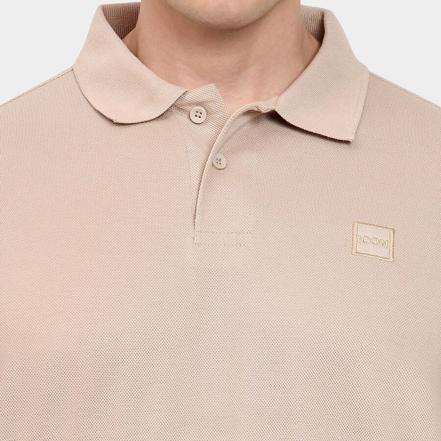 Men's Collared Half Sleeves T-Shirt, Beige, large image number null