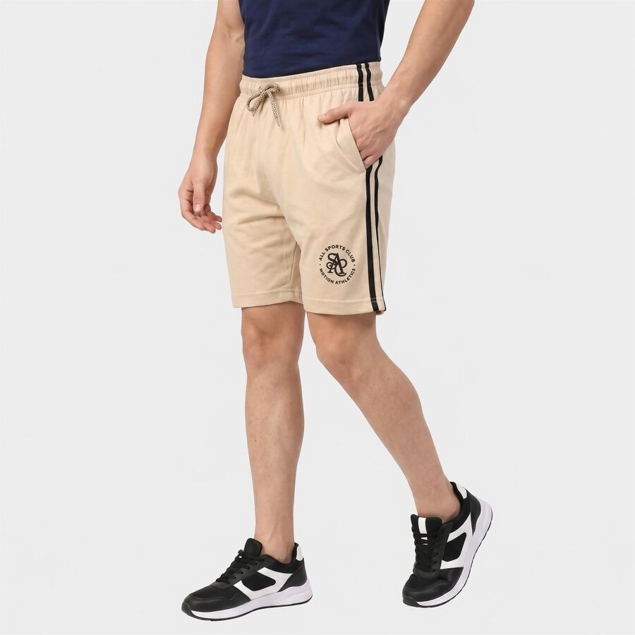 Men's Beige Regular Fit Athletic Bermuda Shorts, Beige, large