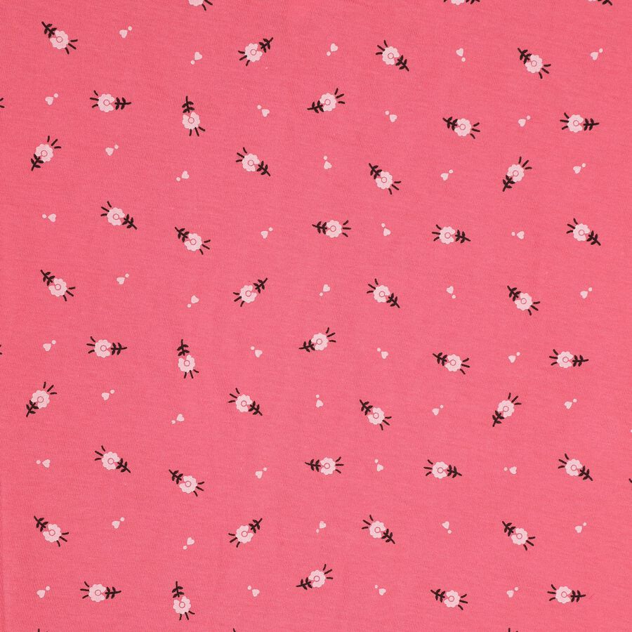 Girls' Bright Pink Cotton Crew Neck Short Sleeve T-Shirt, Pink, large image number null