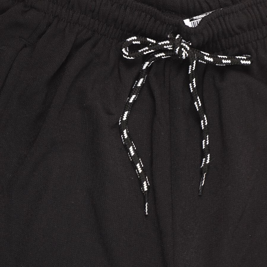 Boys' Jet Black Color-Blocked Cotton Blend Pyjama, Black, large
