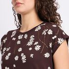 Ladies' Round Neck T-Shirt, भूरा, small