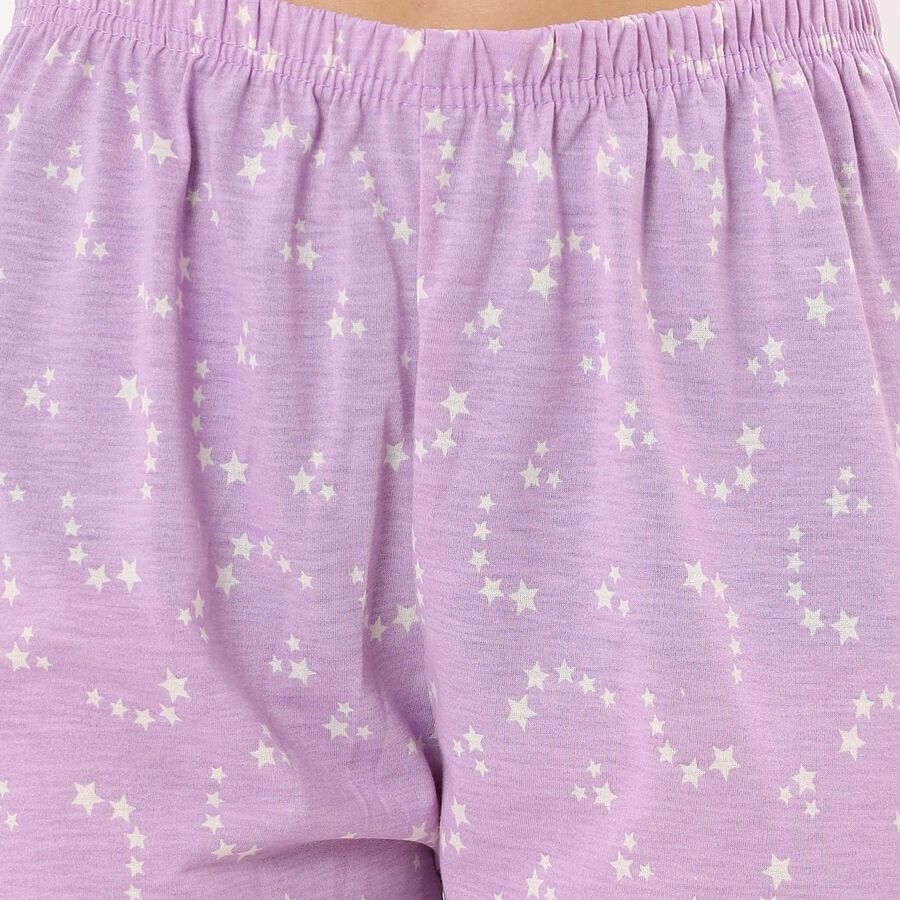 Women's Lavender Star Printed Full-Length Pyjama, Lilac, large image number null