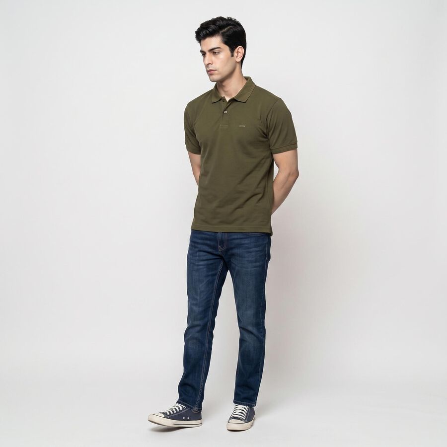 Men's Olive Green Polo Neck Polo T-Shirt, ओलिव, large