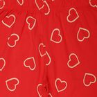 Girls' Red Straight Fit Heart Printed Pyjama, लाल, small