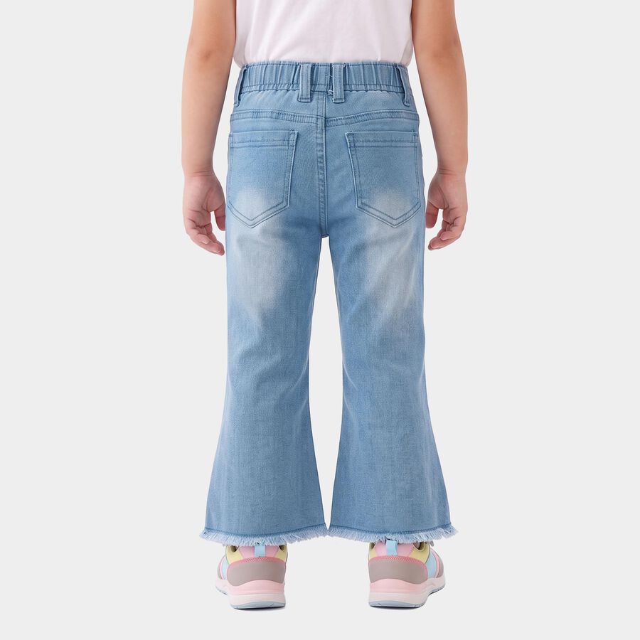 Girls Light Blue Flared Fit Embroidered Jeans, Light Blue, large