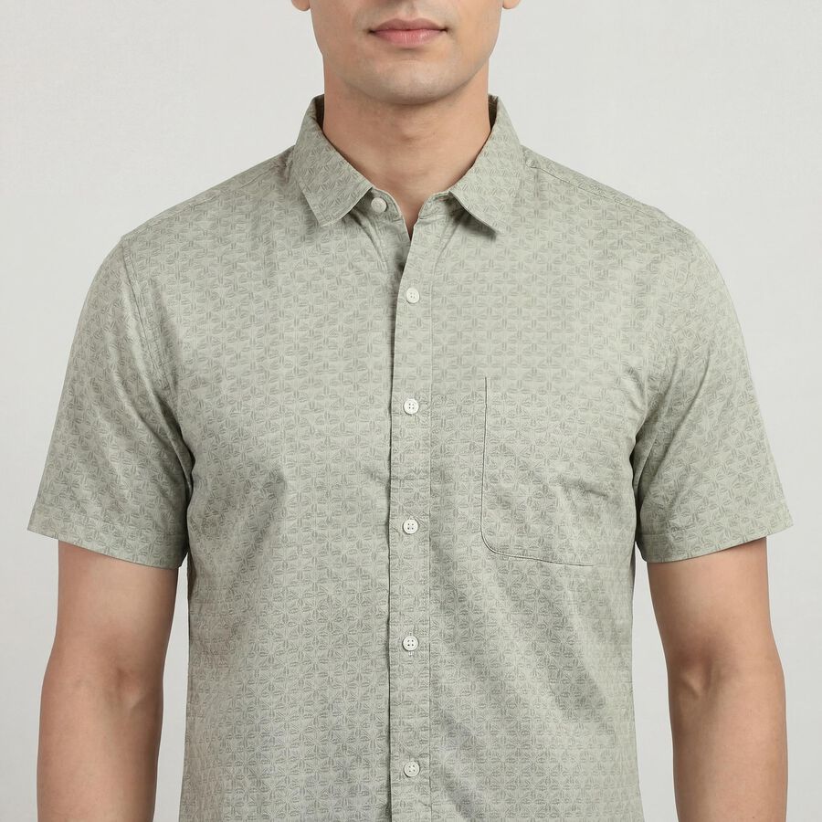 Men's Green 100% Cotton Classic Casual Shirt, हल्का हरा, large