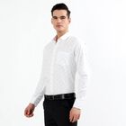 Men's White Cotton Printed Classic Collar Formal Shirt, सफ़ेद, small image number null
