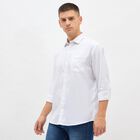 Men's Snow White Spread Collar Classic Shirt, सफ़ेद, small