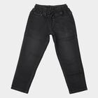 Boys Dark Grey Straight Fit Drawstring Waist Jeans, गहरा ग्रे, small