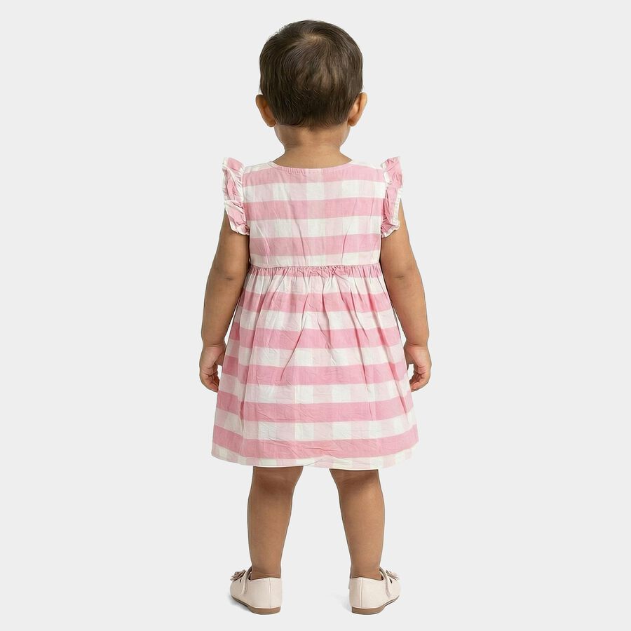 Infants' Pink Cotton Casual Frock, Pink, large
