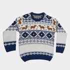 Boys Deep Midnight Navy Blue Crew Neck Casual Pullover, नेवी ब्लू, small image number null