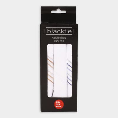 Men's White Cotton Striped Handkerchief Pack of 3