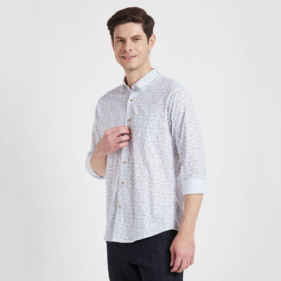 Cotton Printed Casual Shirt, White, large image number null