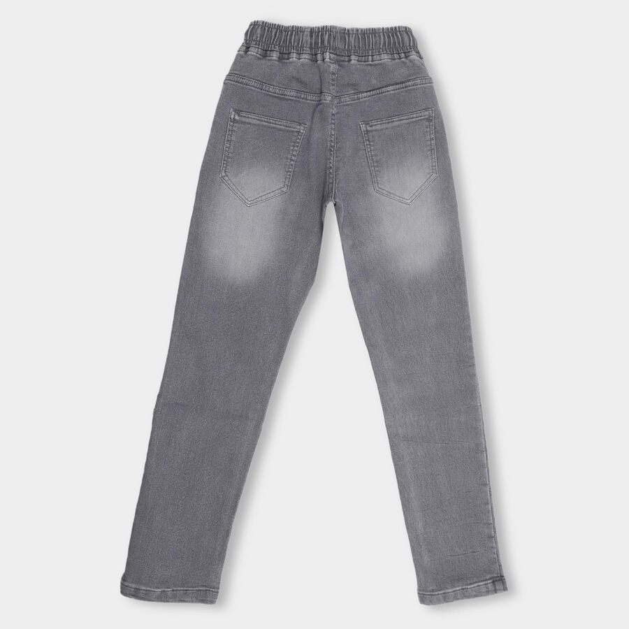Kids' Stonewashed Blue Slim Fit Basic Jeans, Light Grey, large image number null