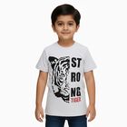 Boys Light Grey Round Neck Casual T-Shirt, एक्रू मिश्रित, small image number null