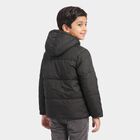 Boys Black Hooded Puffer Jacket, Black, small