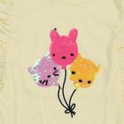 Girls Light Yellow Cotton Round Neck Casual T-Shirt, पीला, small image number null