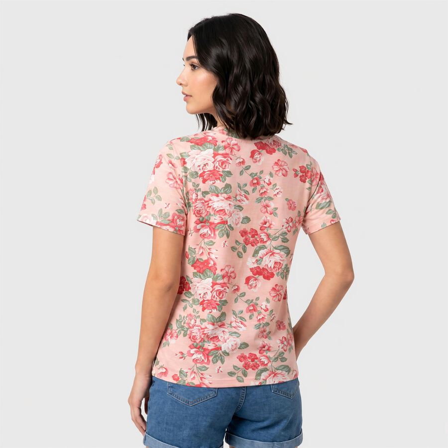 Women's Light Pink Round Neck Regular T-Shirt, Light Pink, large