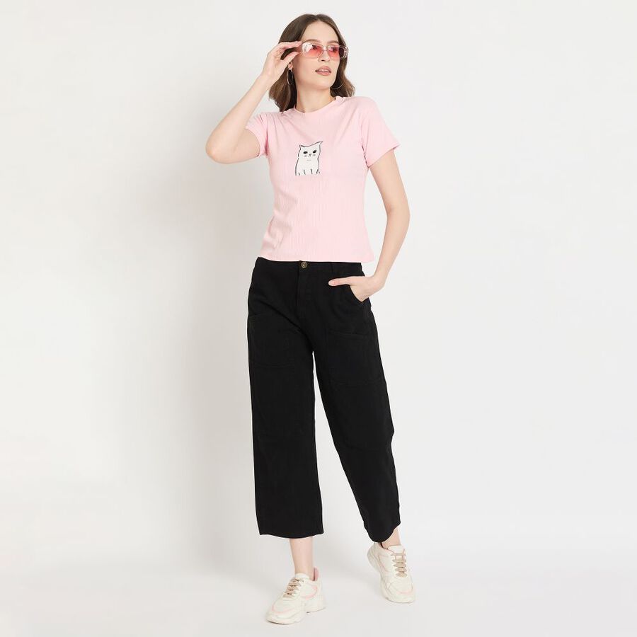 Ladies' 100% Cotton Trousers, काला, large image number null