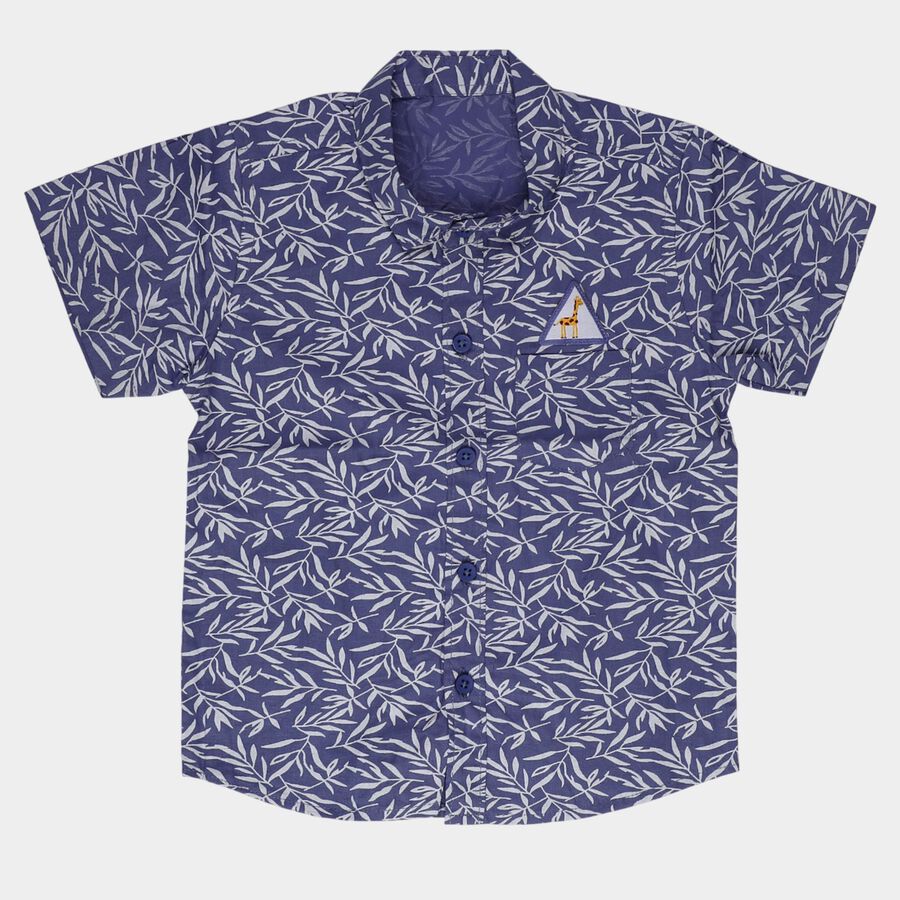 Infants Royal Blue Cotton Half Sleeve Classic Collar Casual Shirt, रॉयल ब्लू, large