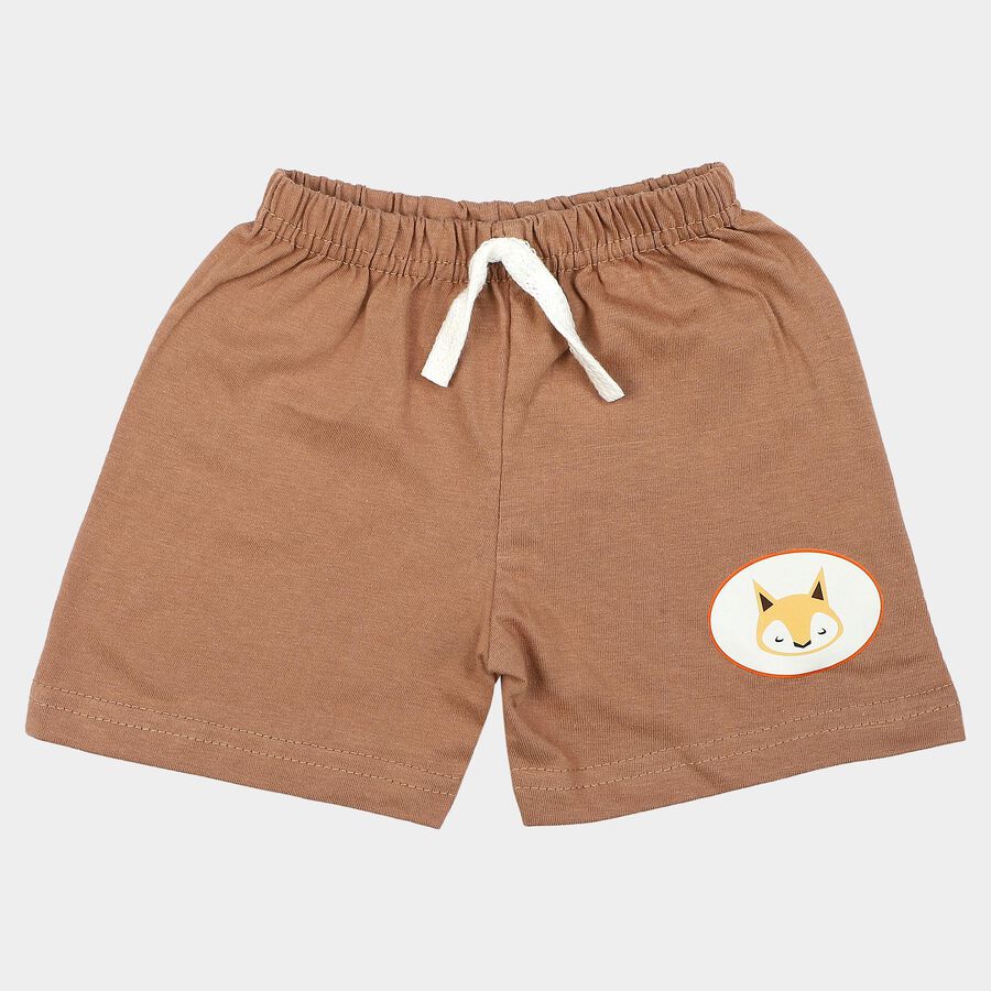 Infants' Brown Regular Fit Printed Half Pant, भूरा, large