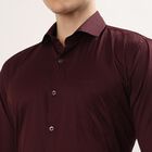 Men's Wine Spread Collar Slim Fit Formal Shirt, Wine, small
