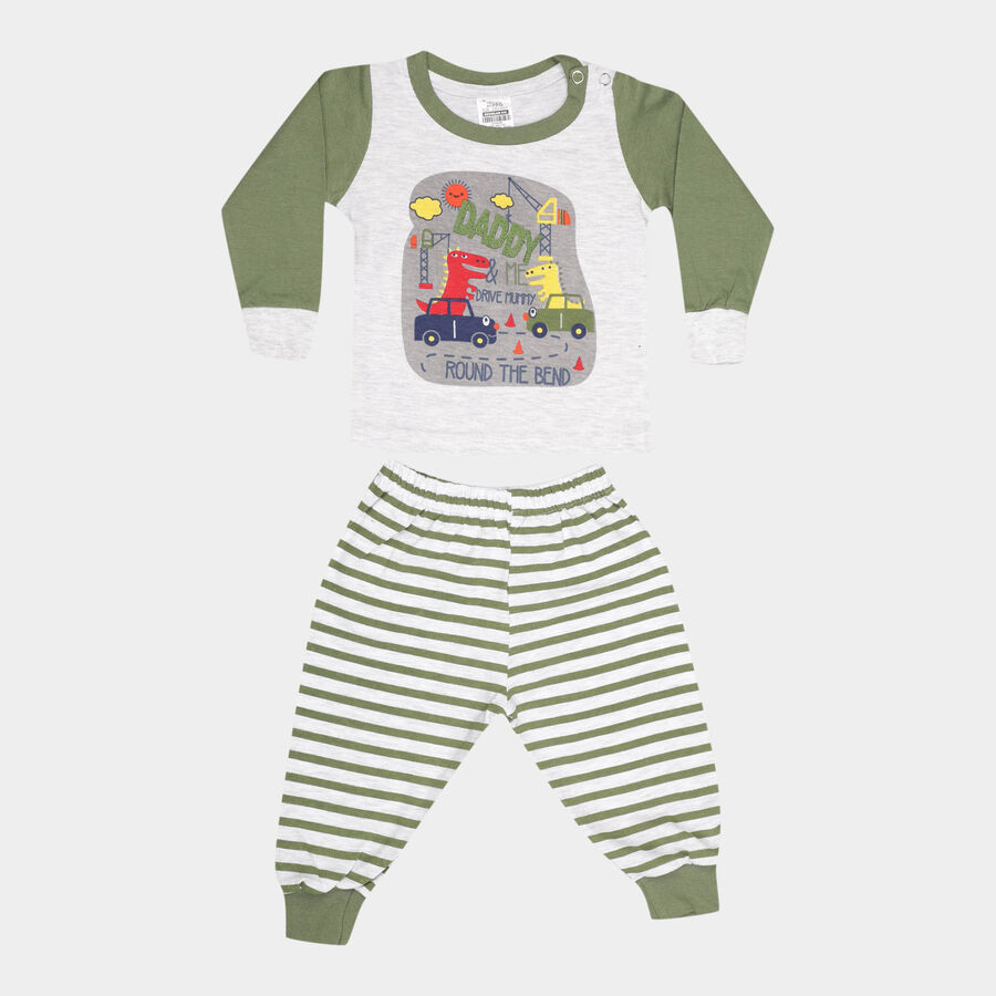 Infants Cotton Baba Suit, Olive, large image number null