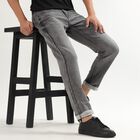 Men's Dark Blue Slim Fit Five Pocket Jeans, हल्का ग्रे, small image number null