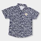 Infants' Deep Midnight Navy Blue Cotton Regular Collar Casual Shirt, नेवी ब्लू, small image number null