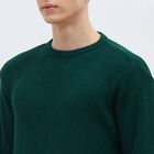 Men's Deep Forest Green Crew Neck Classic Pullover, Dark Green, small image number null