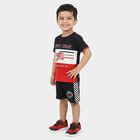 Boys Navy Blue Cotton Round Neck Graphic Print Baba Suit, Navy Blue, small