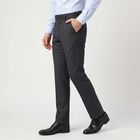 Men's Navy Blue Slim Fit Flat-Front Formal Trousers, Navy Blue, small
