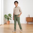 Boys' Olive Green Straight Fit Drawstring Waist Jeans, Olive, small