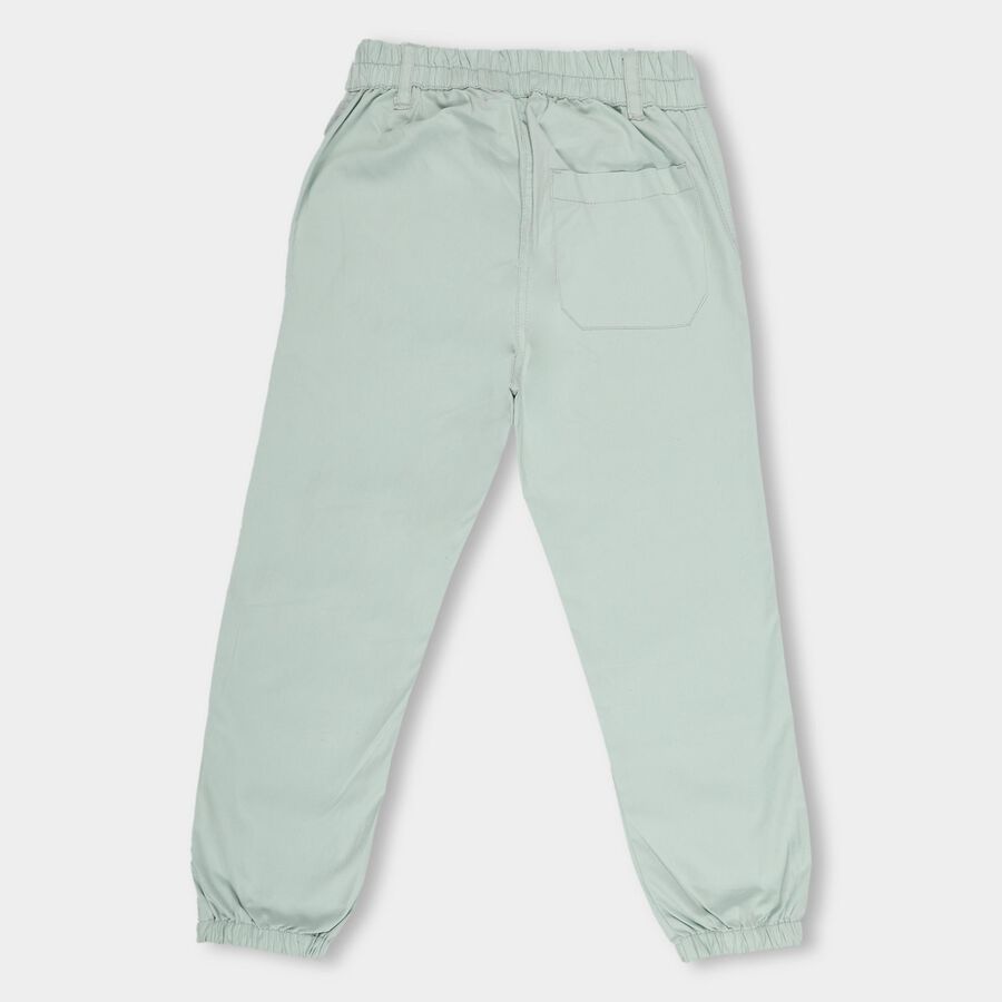 Girls' Light Mint Green Elastic Waist Buttoned Trousers, Light Green, large image number null