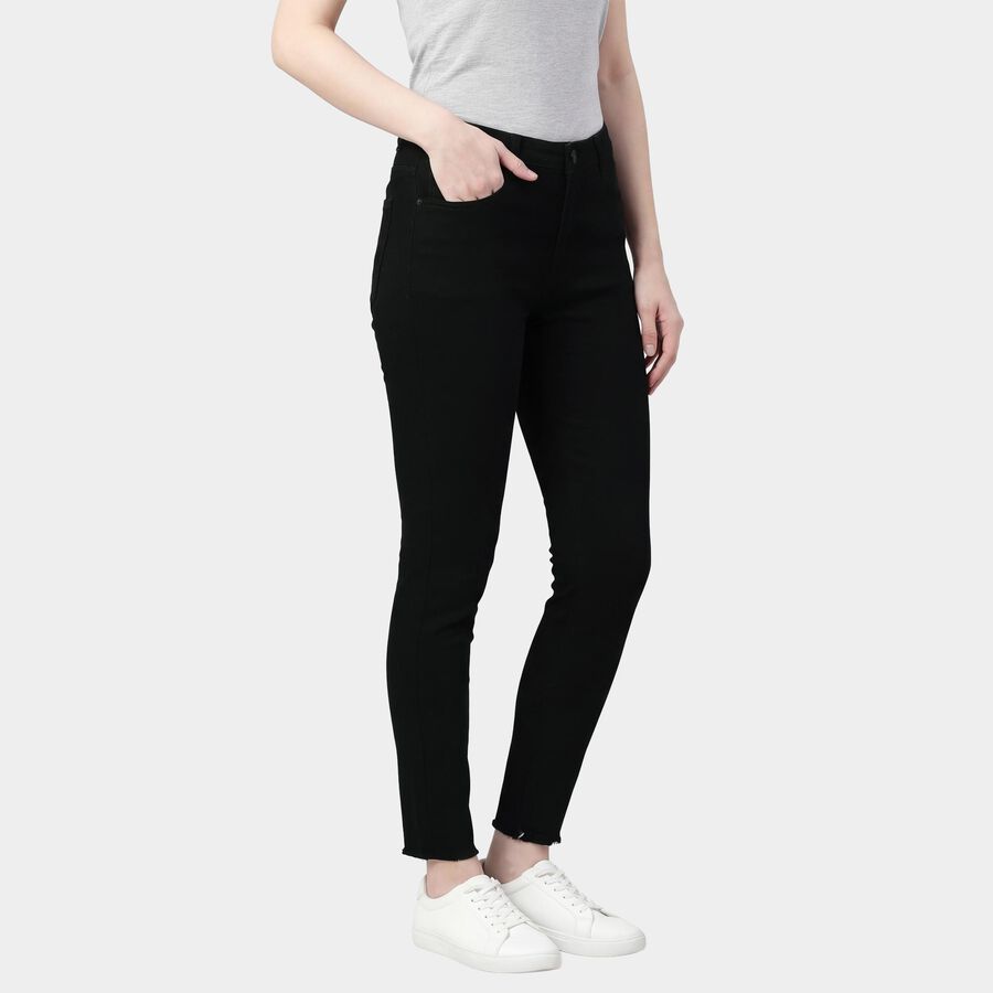 Women's Black Skinny Fit High-Rise Jeans, Black, large