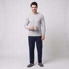 Men's Grey Long Sleeve Thermal, मिश्रित हल्का ग्रे, small