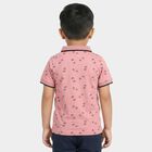 Boys Pink Cotton Polo Neck Casual T-Shirt, Pink, small