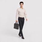 Men's Beige Striped Formal Shirt, गहरा पीला, small
