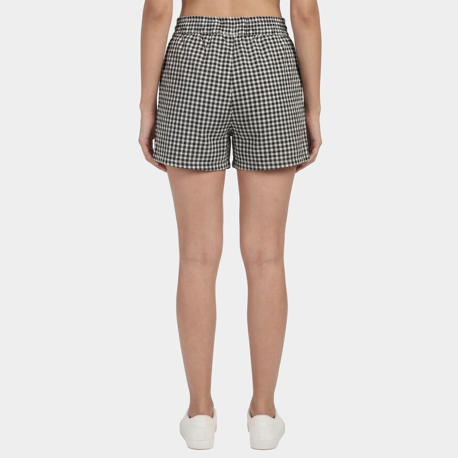 Women's Black Regular Fit Printed Drawstring Shorts, Black, large