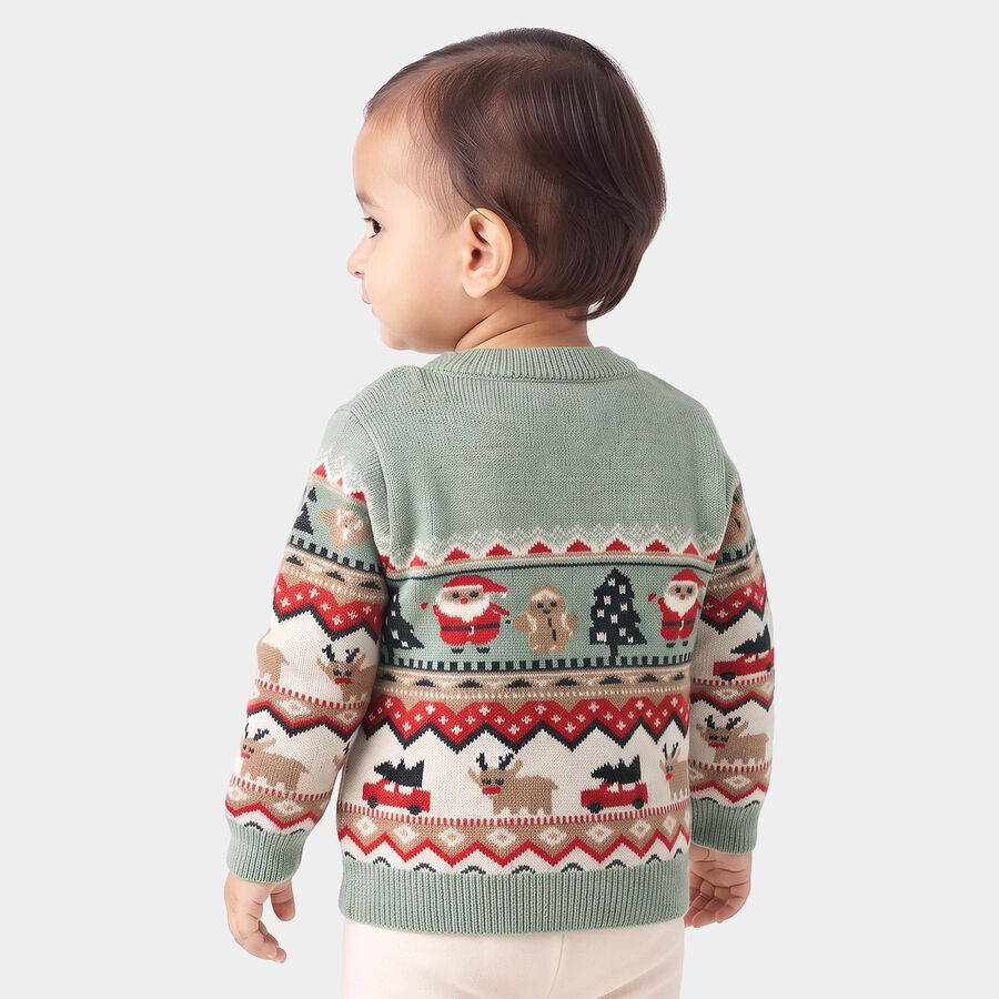 Infants' Mint Green Crew Neck Printed Pullover, Light Green, large