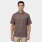 Men Brown Cotton Classic Collar Casual Shirt, Brown, small