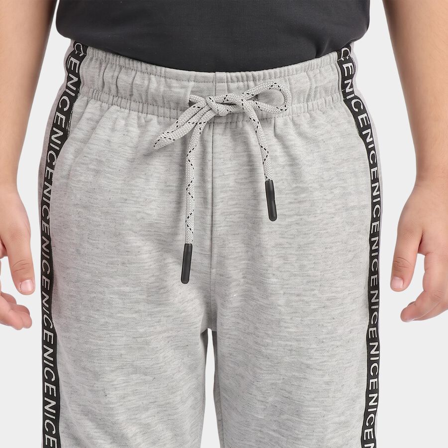 Boys' Grey Cotton Blend Colorblocked Jogger Pyjama, Melange Light Grey, large