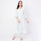 Women's Pale Powder Blue Floral Printed Ethnic Set, Light Blue, small