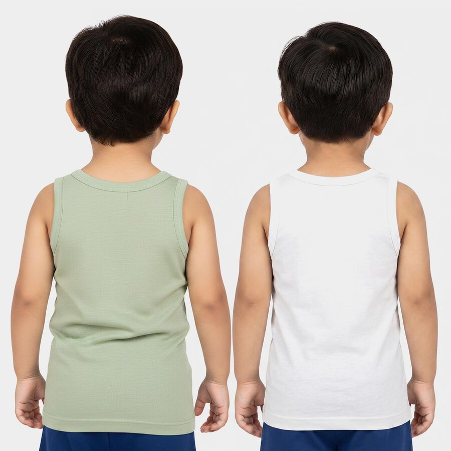 Boys Mint Green Cotton Round Neck Waistcoat Vest, हल्का हरा, large