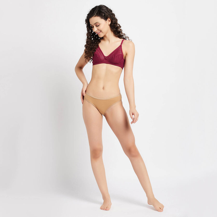 Full Lace Non-Padded Bra, Maroon, large image number null