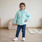 Girls' Aqua Hooded Puffer Jacket, Aqua, small