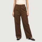Women's Brown Straight Fit Cargo Trousers, भूरा, small