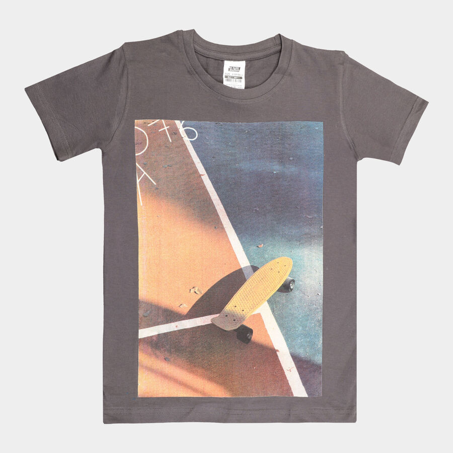 Boys Cotton T-Shirt, चारकोल, large image number null