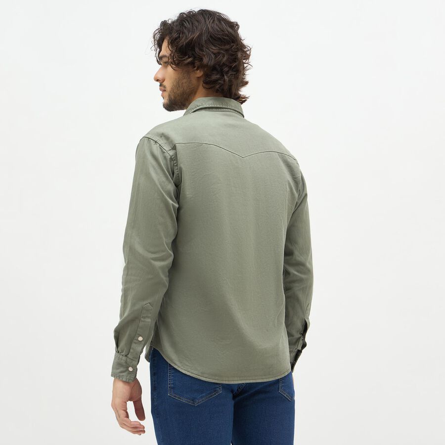 Men's Muted Sage Green Cotton Classic Casual Shirt, Light Green, large image number null